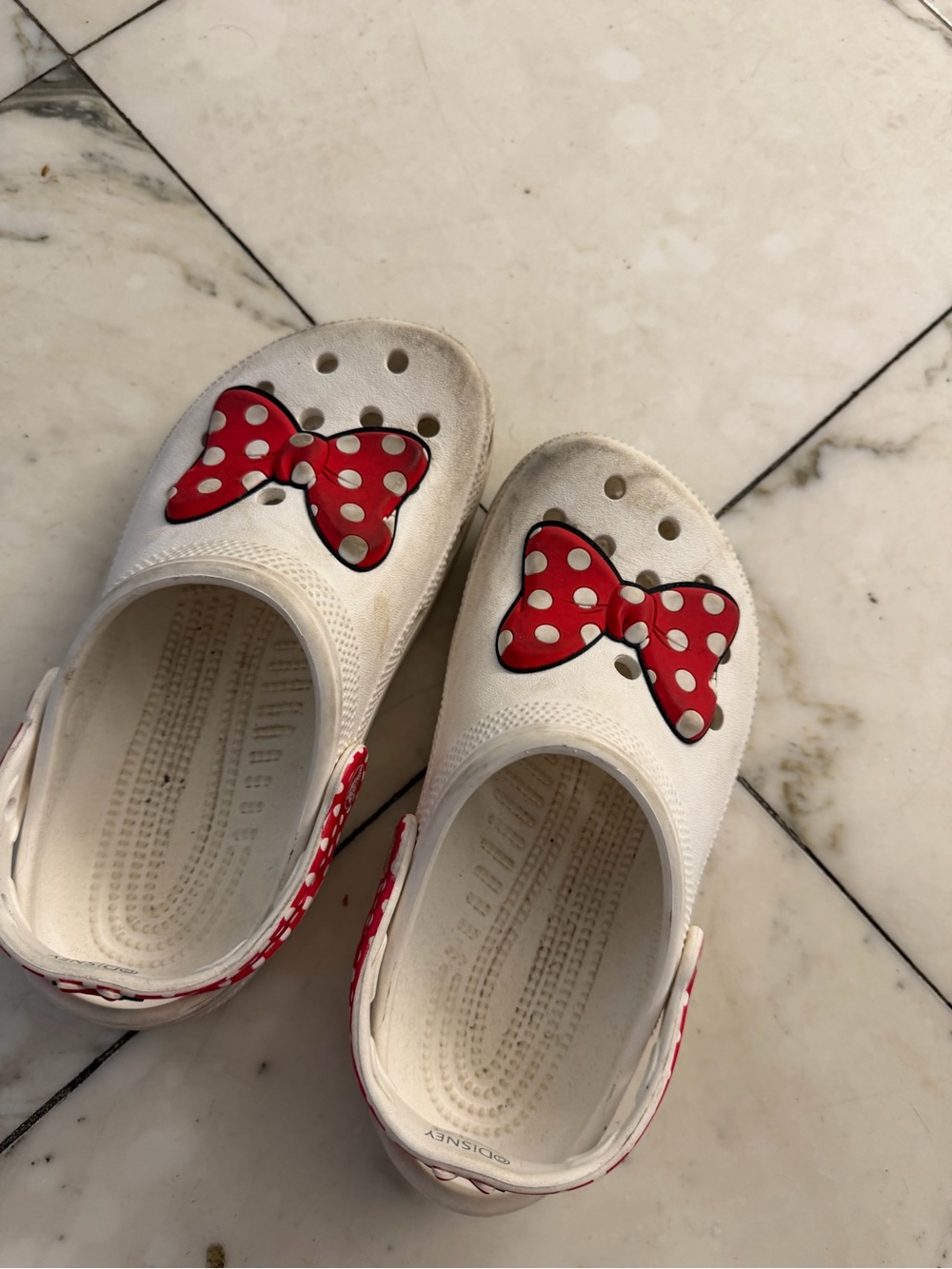 Kids White Slip-On Clog with Red Polka Dot Bow